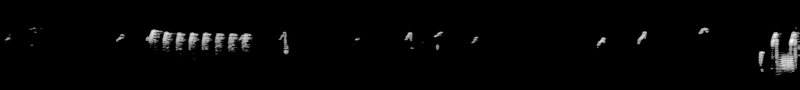 Spectrogram of a Black-capped Chickadee call: time runs left to right and pitch rises upward