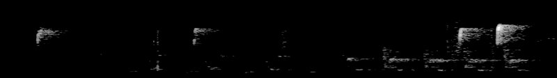 Spectrogram of a Carolina Wren song: time runs left to right and pitch rises upward