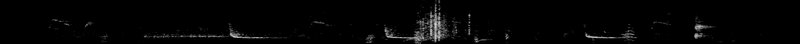 Spectrogram of a Hooded Merganser call, flight call: time runs left to right and pitch rises upward