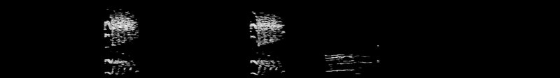 Spectrogram of a Red-bellied Woodpecker call: time runs left to right and pitch rises upward