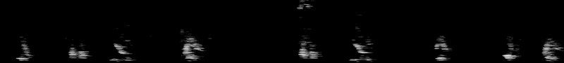 Spectrogram of a Western Bluebird song: time runs left to right and pitch rises upward